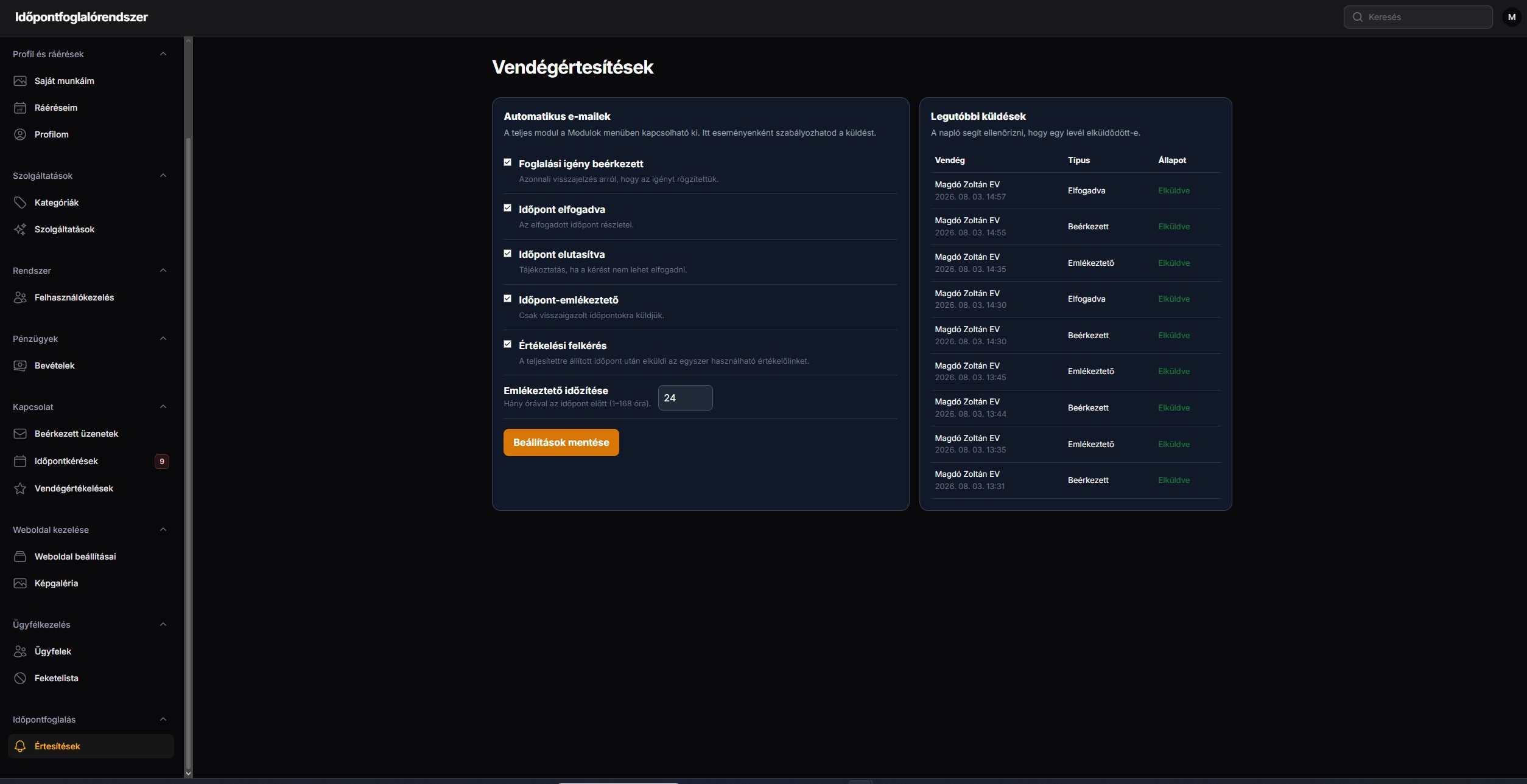 Moduláris szolgáltatásmenedzsment és online időpontfoglaló rendszer – projektkép 14